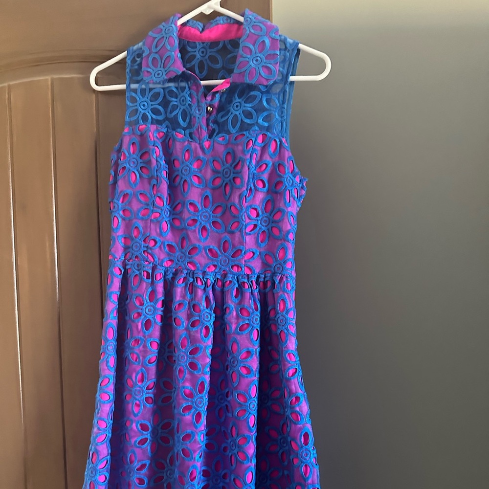 Blue and pink lace dress